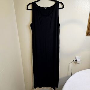 Eileen Fisher Classic Flowy Maxi Sleeveless Black Dress Size XL